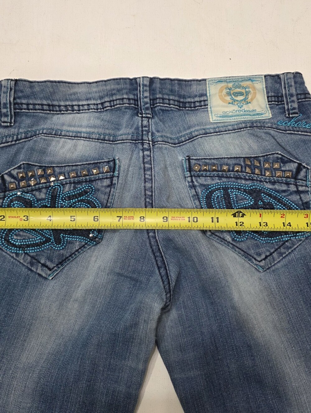 Vintage Ecko Red Y2K Embroidered Rhinestone Studded Slim Jeans Size 3/4 - Picture 11 of 11